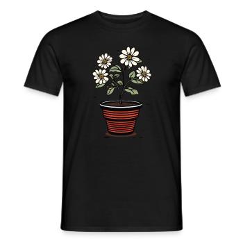 Flowerpot cute style white flowers - Men's T-Shirt - black - Front - AI Model Male 178 light (178cm)