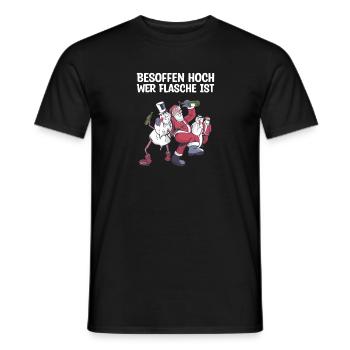 Besoffen hoch wer Flasche ist Saufen - Männer T-Shirt - Schwarz - Vorne - AI Model Male 178 light (178cm)