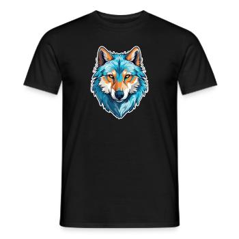 Wolf Kostüm blauer Wolfskopf Werwolf und - Männer T-Shirt - Schwarz - Vorne - AI Model Male 178 light (178cm)