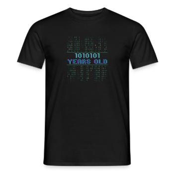 85. Geburtstag 85 Jahre alt Binärcode Coder - Männer T-Shirt - Schwarz - Vorne - AI Model Male 178 light (178cm)