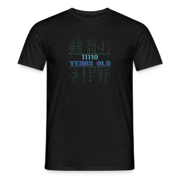 30th Birthday 30 Years Old Binary Code Computer Science - Men's T-Shirt - black - Front - AI Model Male 178 light (178cm)