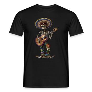 Ukulélé Mexicain Squelette - T-shirt homme - noir - Devant - AI Model Male 178 light (178cm)