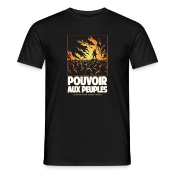 POUVOIR AUX PEUPLES ORANGE M - T-shirt homme - noir - Devant - AI Model Male 178 light (178cm)