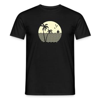 beach with palm trees and blue ocean - T-shirt homme - noir - Devant - AI Model Male 178 light (178cm)