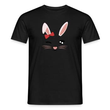 Face Rabbit Girl - Men's T-Shirt - black - Front - AI Model Male 178 light (178cm)