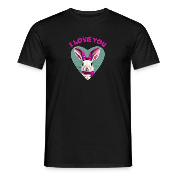 I love you rabbit funny glasses happy easter day - Men's T-Shirt - black - Front - AI Model Male 178 light (178cm)