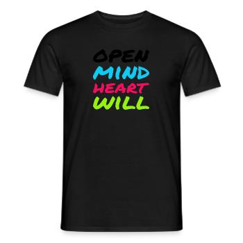 Open Mind, Heart & Will – Achtsamkeits-Statement - Männer T-Shirt - Schwarz - Vorne - AI Model Male 178 light (178cm)