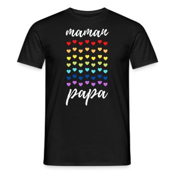 Des cœurs pour Maman et Papa - T-shirt homme - noir - Devant - AI Model Male 178 light (178cm)