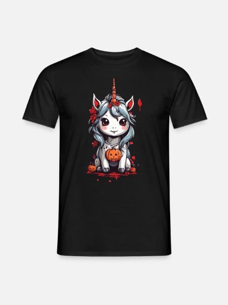 Chibi Halloween Licorne Manga Art - T-shirt homme - noir