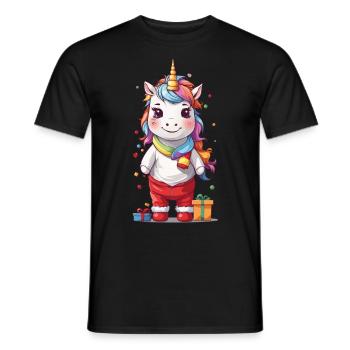Bunte Weihnachtsmagie Einhorn Winter Geschenke - Männer T-Shirt - Schwarz - Vorne - AI Model Male 178 light (178cm)