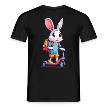 Fröhlicher Schulkind Hase Tretroller Design - Männer T-Shirt - Schwarz - Vorne - AI Model Male 178 light (178cm)