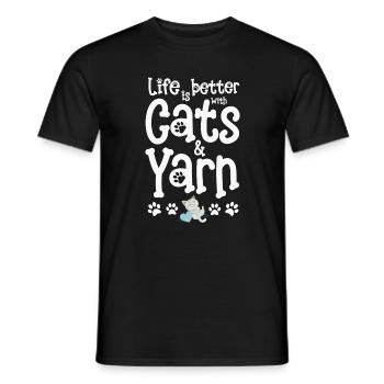 Knitting knitting yarn - Men's T-Shirt - black - Front - AI Model Male 178 light (178cm)
