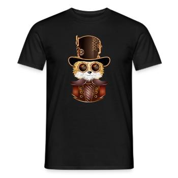 Steampunk Fuchs mit antiken Zylinder Hut & Brille - Männer T-Shirt - Schwarz - Vorne - AI Model Male 178 light (178cm)