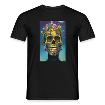 Beautiful fantasy Skull - Men's T-Shirt - black - Front - AI Model Male 178 light (178cm)