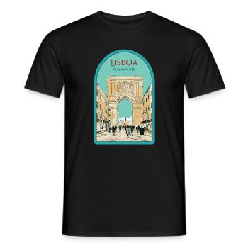 Illustration Arch Augusta Street, Lisbon - Men's T-Shirt - black - Front - AI Model Male 178 light (178cm)
