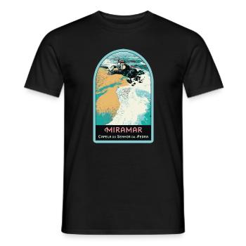 Senhor da Pedra Kapelle, Strand von Miramar - Männer T-Shirt - Schwarz - Vorne - AI Model Male 178 light (178cm)