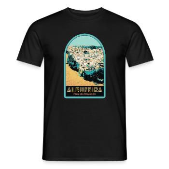 Illustration Albufeira aerial view - Men's T-Shirt - black - Front - AI Model Male 178 light (178cm)