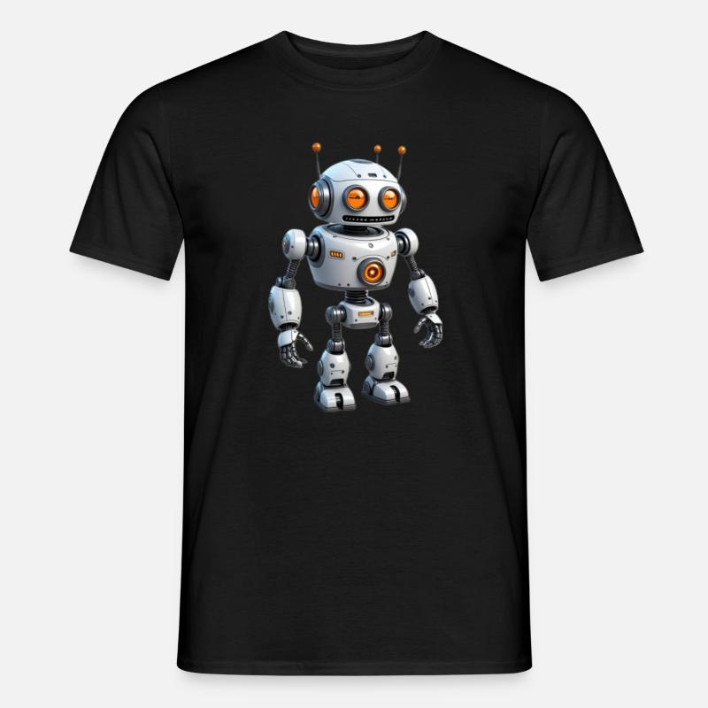Cartoon Roboter - Männer T-Shirt - Schwarz