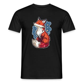 Fox and starry sky - Men's T-Shirt - black - Front - AI Model Male 178 light (178cm)