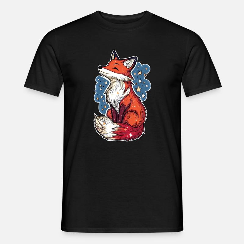 Fox and starry sky - Men’s T-shirt - black