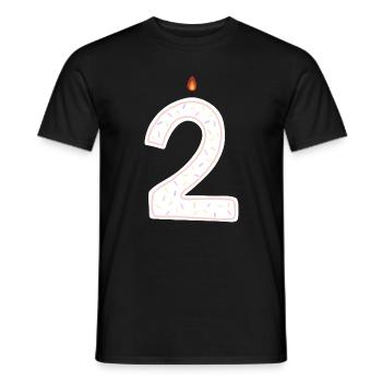 Bougie d’anniversaire numéro deux graphique - T-shirt homme - noir - Devant - AI Model Male 178 light (178cm)