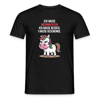 Christmas grouch anti Christmas unicorn hate - Men's T-Shirt - black - Front - AI Model Male 178 light (178cm)