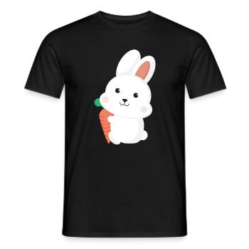Cute White Bunny Rabbit Holding Carrot Cartoon Art - Männer T-Shirt - Schwarz - Vorne - AI Model Male 178 light (178cm)