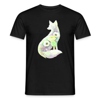 Fox Silhouette Watercolor Flowers - Men's T-Shirt - black - Front - AI Model Male 178 light (178cm)