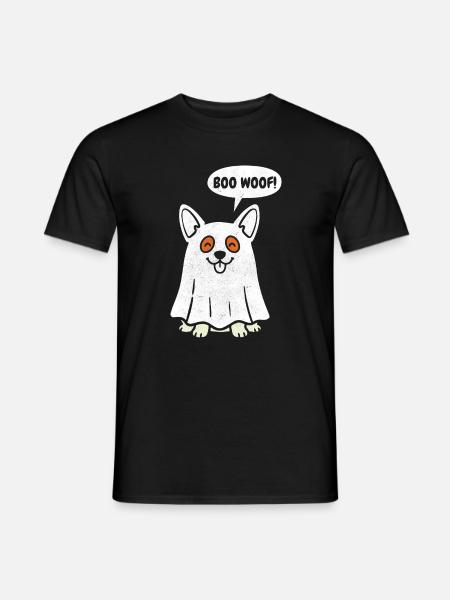 Corgi Boo Woof - Cadeau drôle de chien drôle de fantôme pour Halloween - T-shirt homme - noir