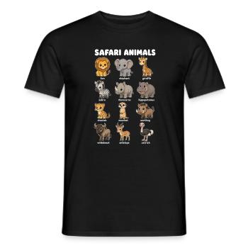 Animal de safari mignon - T-shirt homme - noir - Devant - AI Model Male 178 light (178cm)