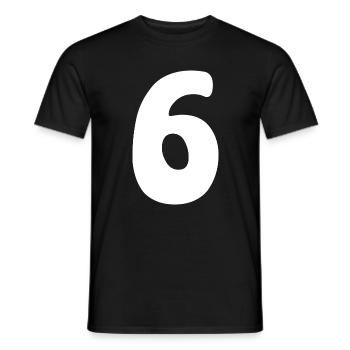 Sechs: Minimalistische Ziffer 6 | Sechster - Männer T-Shirt - Schwarz - Vorne - AI Model Male 178 light (178cm)