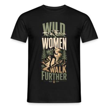 Hiking Women - Men's T-Shirt - black - Front - AI Model Male 178 light (178cm)