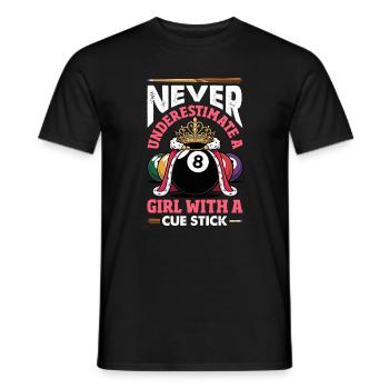 Unterschaetze Niemals Ein Maedchen Pool Queue - Männer T-Shirt - Schwarz - Vorne - AI Model Male 178 light (178cm)