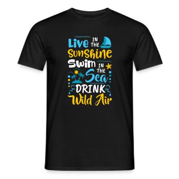 Vivre au soleil Nager dans la mer Air sauvage - T-shirt homme - noir - Devant - AI Model Male 178 light (178cm)