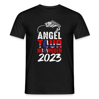 Angeltour Norwegen Fischer Angelteam Karpfen Angel - Männer T-Shirt - Schwarz - Vorne - AI Model Male 178 light (178cm)