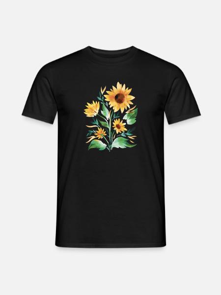 Sonnenblumen handgemalt - Männer T-Shirt - Schwarz