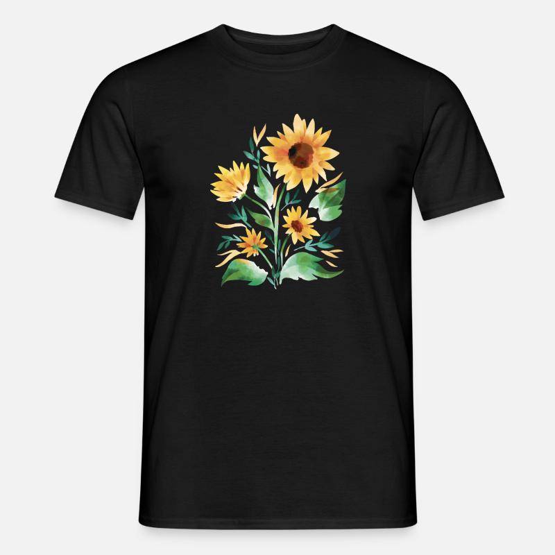 Sonnenblumen handgemalt - Männer T-Shirt - Schwarz