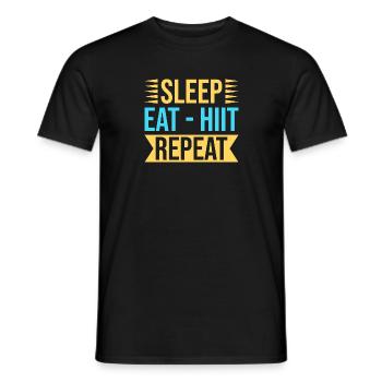 Fitness Fanatics Sleep Eat Hiit Repeat - Männer T-Shirt - Schwarz - Vorne - AI Model Male 178 light (178cm)
