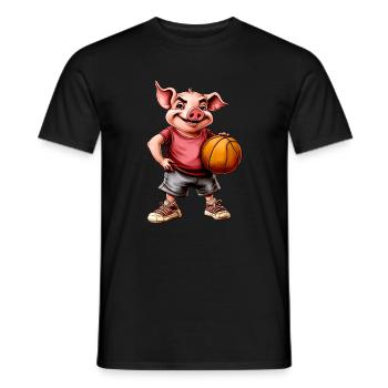 Pigs Basketball Player / Basketball Pig - Men's T-Shirt - black - Front - AI Model Male 178 light (178cm)