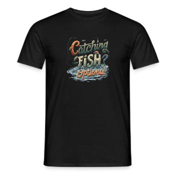 Attraper du poisson ? Optionnel! Chemise de pêche pêcheur - T-shirt homme - noir - Devant - AI Model Male 178 light (178cm)