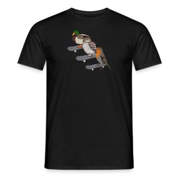 Robin Duck Owl Skateboard Bird - T-shirt homme - noir - Devant - AI Model Male 178 light (178cm)
