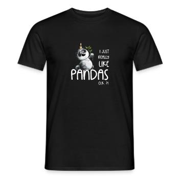 I Just Really Like Pandas Panda Spruch - Men's T-Shirt - black - Front - AI Model Male 178 light (178cm)