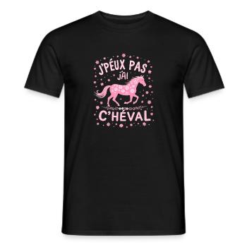 J'Peux Pas J'Ai Cheval - Rose - T-shirt homme - noir - Devant - AI Model Male 178 light (178cm)