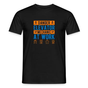 Elevator Mechanic Danger Elevator Mechanic At Work - Men's T-Shirt - black - Front - AI Model Male 178 light (178cm)