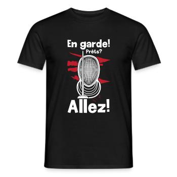 Fechten En Garde Prets? Allez! Fechter Degen Säbel - Männer T-Shirt - Schwarz - Vorne - AI Model Male 178 light (178cm)