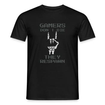 Games don´t die they respawn - Cooles Gamer Design - Männer T-Shirt - Schwarz - Vorne - AI Model Male 178 light (178cm)
