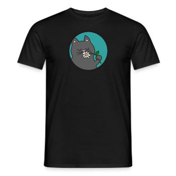 Chat gris d’été - T-shirt homme - noir - Devant - AI Model Male 178 light (178cm)