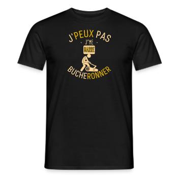 J'Peux Pas J'me Barre Bucheronner - T-shirt homme - noir - Devant - AI Model Male 178 light (178cm)