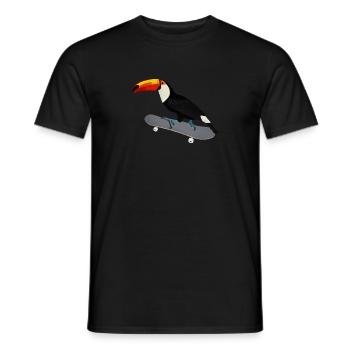 Toucan Skateboard Bird Skating Drôle d’animal - T-shirt homme - noir - Devant - AI Model Male 178 light (178cm)