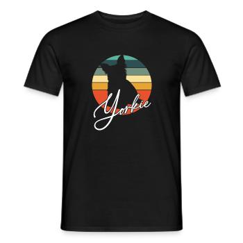 Yorkie Yorkshire Terrier in Vintage Circle - Men's T-Shirt - black - Front - AI Model Male 178 light (178cm)